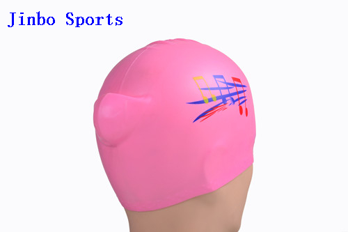 Silk Printing Silicone Swim Cap Large Size for Long Hair Or Big Head